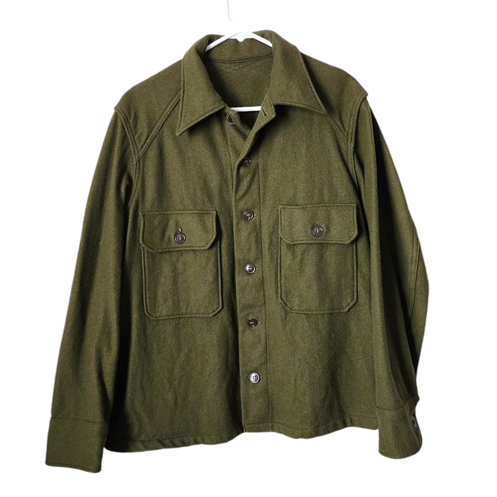 Vintage Military 50's Wool Green T Usa Gov Issued Cropped Boxy Utilitary Shacket